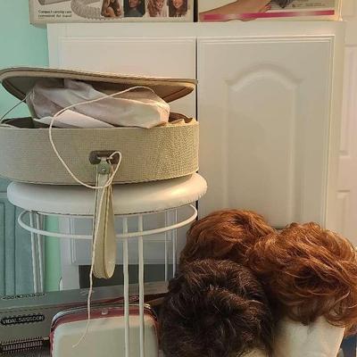 Bathroom Cabinet, Stool, Wigs, And More