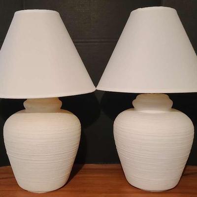 Pair Of Ivory Ceramic Lamps