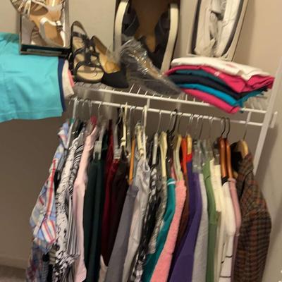 Collection Of Ladies Shoes, Sweaters And Pants