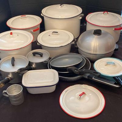 Vintage Enamel Pots With Kids
