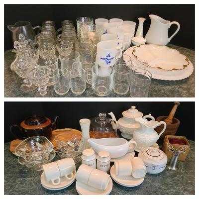 Clear Glassware, Milk Glass, And More