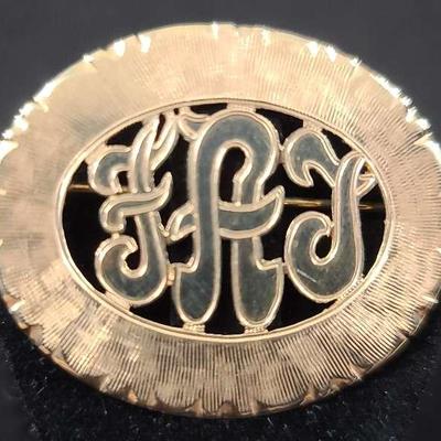 14K Gold Monogrammed Pin