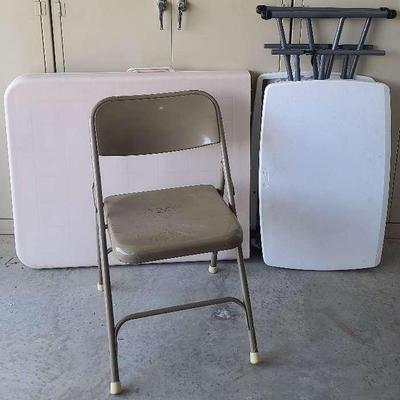 Lifetime Outdoor Side Tables With Folding Table And Metal Chair