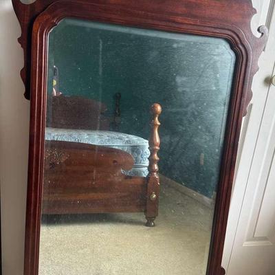 Beveled Wall Mirror With Wooden Frame By Thomasville