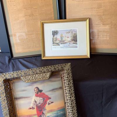 Framed First Pages Of Augusta Chronicle From 1898, Charleston Welcome And Religious Wall Art 