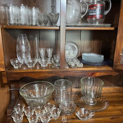 Glass Serverware And Drinkware Including Punch Bowl With Glasses And More 