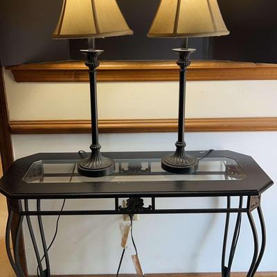 Buffet Table With Two Lamps