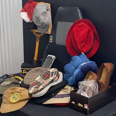 Mens  Hats, Shoes, Tennis Racket And Shiatsu Massage Seat Cover 