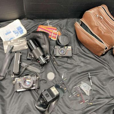Vintage Cameras Featuring Canon Speedlite 155A