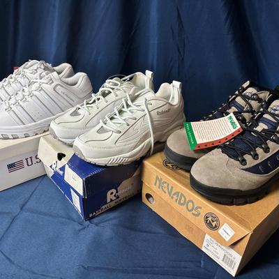US Polo ASSN Sandi Wht/Silver & Riddell Blizzard White & Nevados Silverwood Blue/Taupe W Size 9