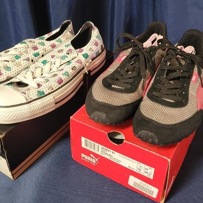 Converse CT Jewel In White/multi And Puma Sneaker In Black/Pink Women's Size 10