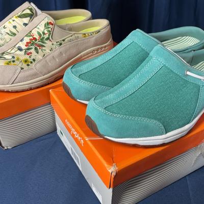 Easy Spirit Estravel Time Floral Fabric/ Suede & Port In Turquoise Canvas / Suede Women's Size 11