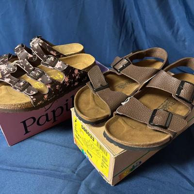 Papillio Florida In Brown Floral & Birkis Sicily In Brown Sandals By Birkenstock Size 42/L11