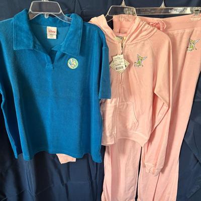 Disney Jogger Suit Tinkerbell In Pink & Tinkerbell Terry Shirt In Teal -  Women's Size XL