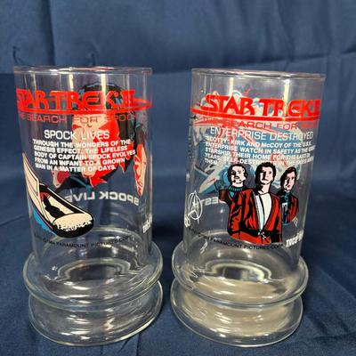 1984 Star Trek Search For Spock/Taco Bell Glasses - Enterprise Destroyed & Spock Lives