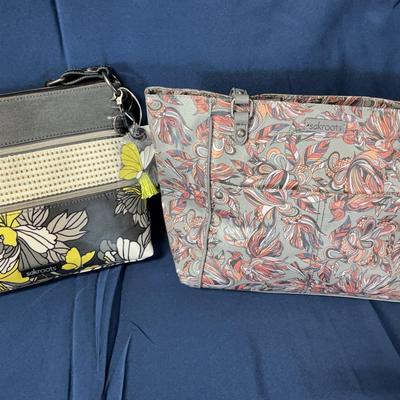 sakroots Black Purse w/ Yellow/Gray/Wht Floral & sakroots  Metrotote w/Zipper Pocket - Gray/Multi 
