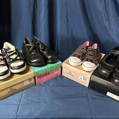 Route 66 Brn/What &  Blk/Wht Skate Sneakers & Ellemeno Tara Black & Mudd Lucien Black- W Size 10