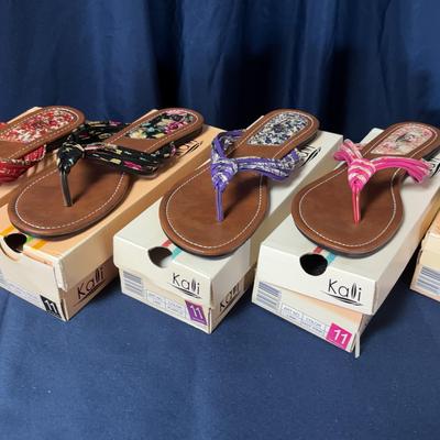 Kalli Floral Thong Sandals In Red, Black, Purple, Hot Pink & Brown Women Size 11