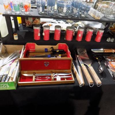 Carving set, BBQ utensils, kitchen knives