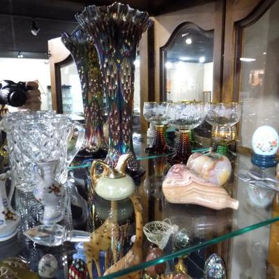 Carnival glass, paperweights, miniatures