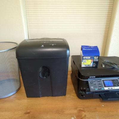 Epson Workforce 545 Color Printer, Ativa Paper Shredder & Trash Can
