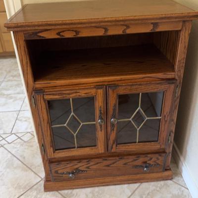 Small Entertainment Center With Leaded Glass