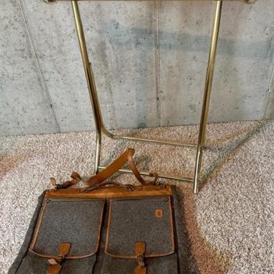MCM Gold Brass Quilt Rack/Stand, Plus Hartmann Tweed & Leather Garment Bag
