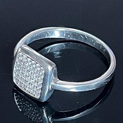 Sterling Silver 925 Square 36 Diamond Ring 