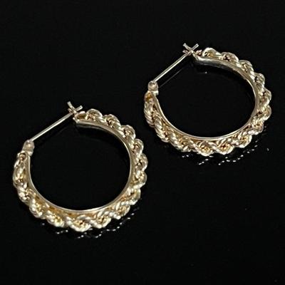 14K Yellow Gold Twisted Hoop Earrings 