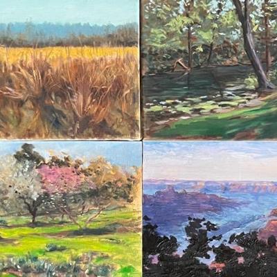 Larry Griggs Oil Landscape Paintings (4) with Grand Canyon, Unsigned