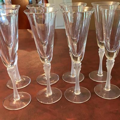 Set Of Eight Mikasa Frosted Stem Champagnes