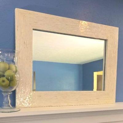 Decorative Mother of Pearl Mirror And Hurricane Glass Vase