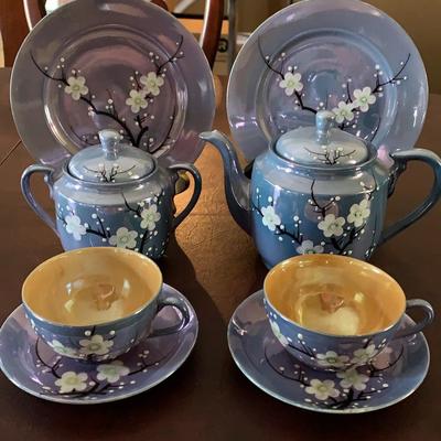 Vintage Japanese Lusterware Cherry Blossom Tea Set