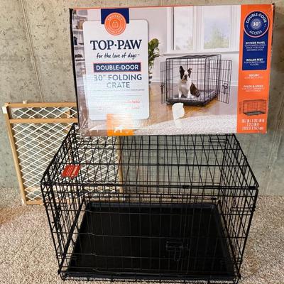 Top Paw Double-Door 30 Inch Folding Pet Crate, Medium