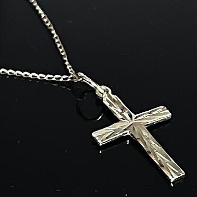 14K Yellow Gold Chain with 14K Textured Cross Pendant 