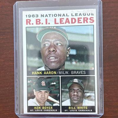 1964 Topps National League RBI Leaders. Hank Aaron, Ken Boyer, and Bill White