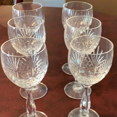 Set Of Six Small Crystal Wine Glasses