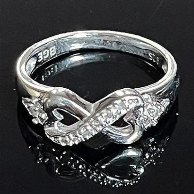 Sterling Silver 925 8 Diamond Ring 