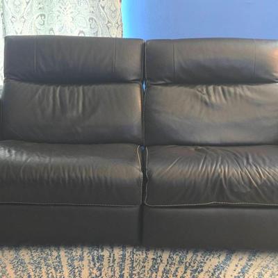 Brown Leather Style 2 Section Power Reclining Sofa