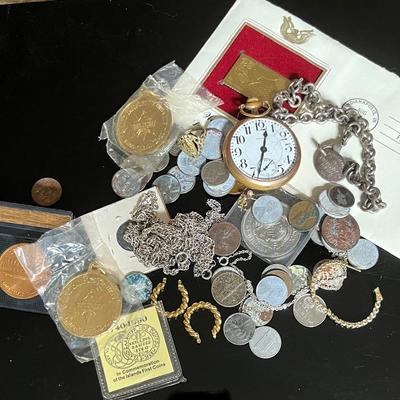 Mystery Bag of Coins, Jewelry and Stamps