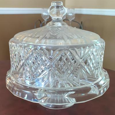 Pressed Glass Covered Cake Stand