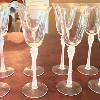Set Of Eight Mikasa Wine Glasses With Frosted Stems