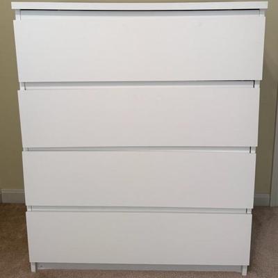 White 4-Drawer Dresser, Composite Wood, With Hangers