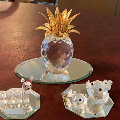 Swarovski Crystal Pineapple, Caterpillar And Fish