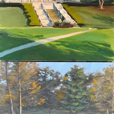 Larry Griggs Oil Landscape Paintings, One Ault Park Pavilion, Unsigned