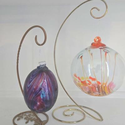 Hand Blown Glass Ornaments with Stands