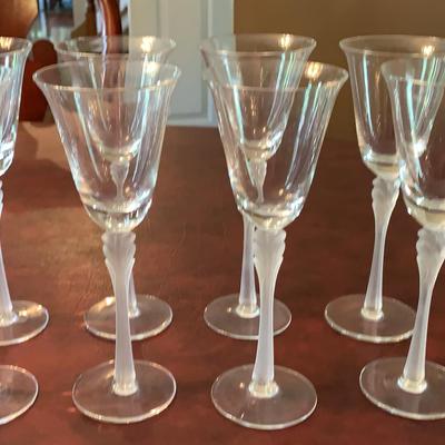 Set Of Eight Mikasa Frosted Stem Wine Glasses