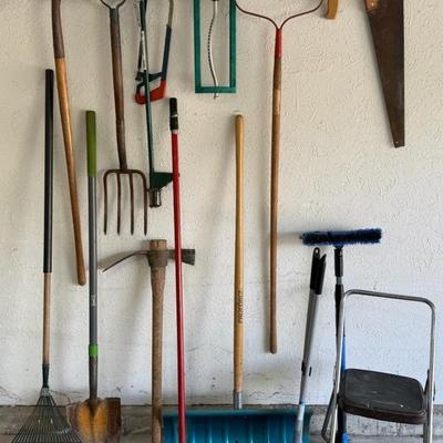 Lawn & Garden Tool Wall Cleanout With Shovels, Saws, Etc 