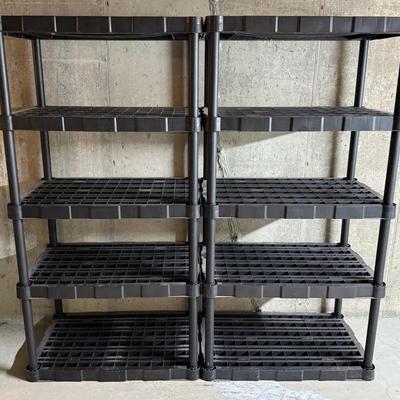 Pair 2) Rubbermaid Heavy Duty Plastic Shelves, Black