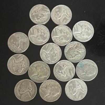 WWII Silver Nickels (15) 35% Silver 